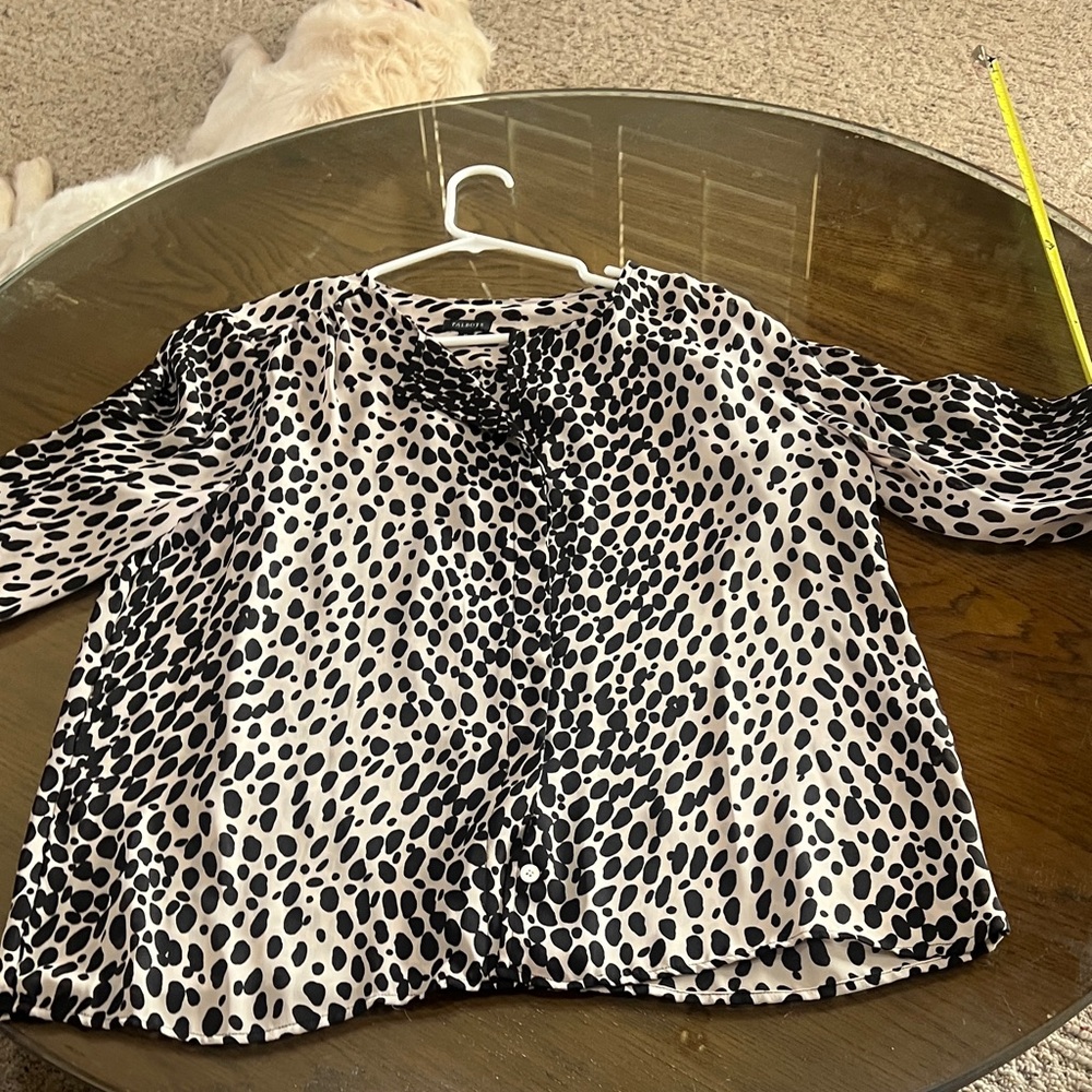 Talbots Black and White Animal Print Top